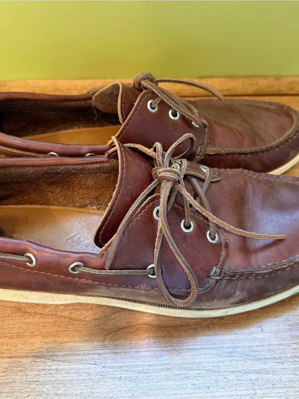 Quoddy Brown Leather Moc Toe Boat Shoes